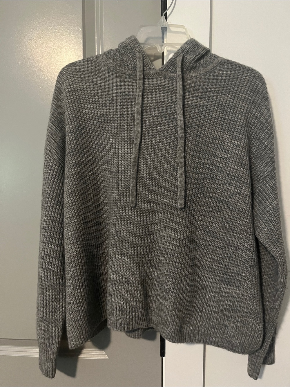Jenni Kayne Gray Knit Hooded Crewneck Sweater